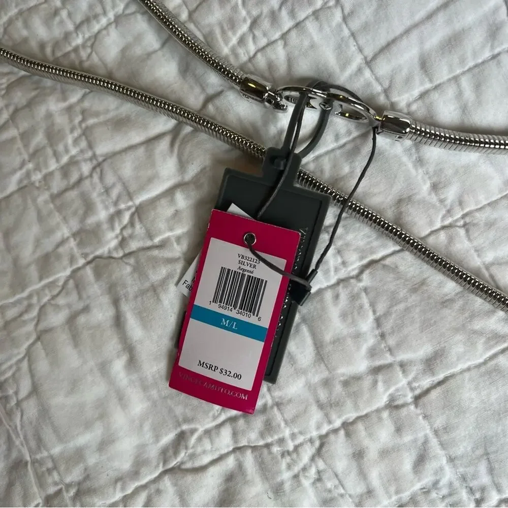 Vince Camuto Stretch Silver Metal Belt M/L